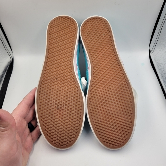 VANS Lo Pro Teal Upper Pink Stripe Low Top Lace-Up Canvas Sneakers Sz 9 - Picture 4 of 10